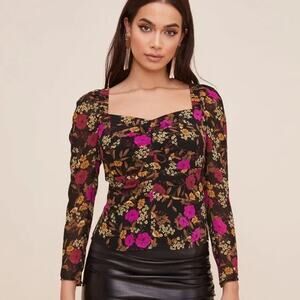 ASTR the Label Floral Sweetheart Blouse – Small
